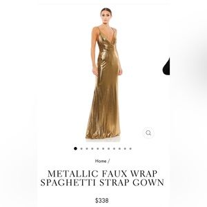 Metallic gold gown with spaghetti straps